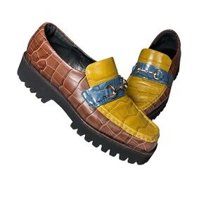 Intentionally Blank HK-2 Croc Embossed Lug Sole Loafers Size 9 Colorblock